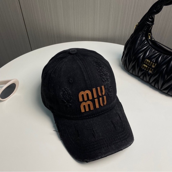 Miu Miu Other - Miu Miu Black Cap with Brown Logo